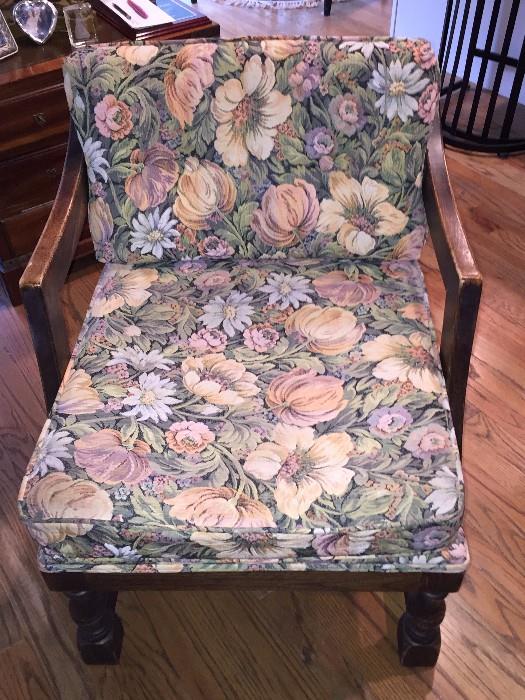 floral side chair with matching ottoman