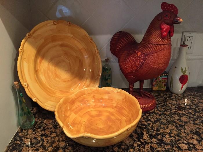decorative serving pieces, rooster