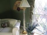 GLASS AND BRASS FLOOR LAMP