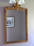 Gilt mirror with ostrich feather crest