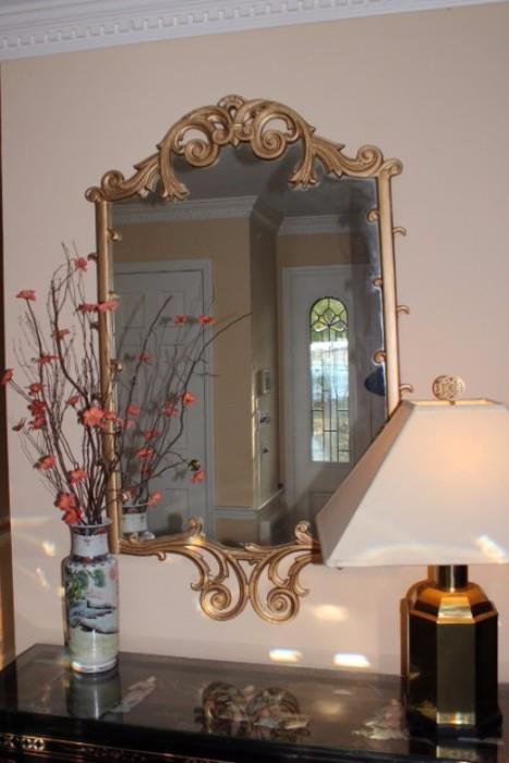 Decorative Mirror, Lamp, Vase
