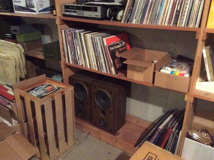Vinyl, speakers, crates