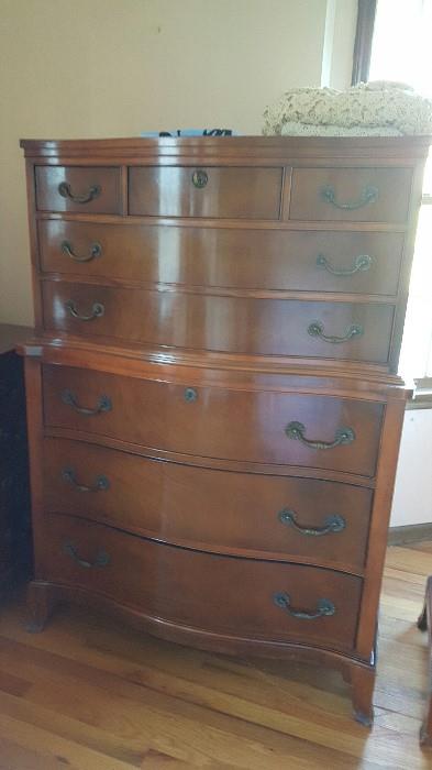 Antique solid wood chest of drawers, part of a four-piece set