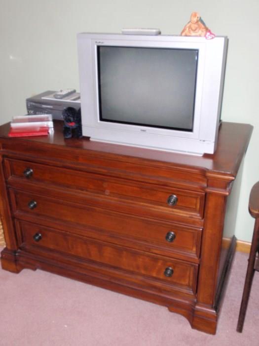 Dresser with cedar lined drawers and RCA TV