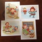 "The Campbell Kids advertising campaign prints Vintage 70's, 8x10 full color themed  "Seasonal Images" includes: SPRING-Valentine's Day "At The Mailbox", WINTER-Ice Sking "Spelling Out Campbell's", SUMMER-Baseball "Sliding To Home Plate", FALL-School "Tomato Is A Fruit" Campbell Kids were introduced in 1904 by artist Grace Wiedersaim, called the "mother" of Campbell Kids.  She drew for the company advertising nearly twenty years.  