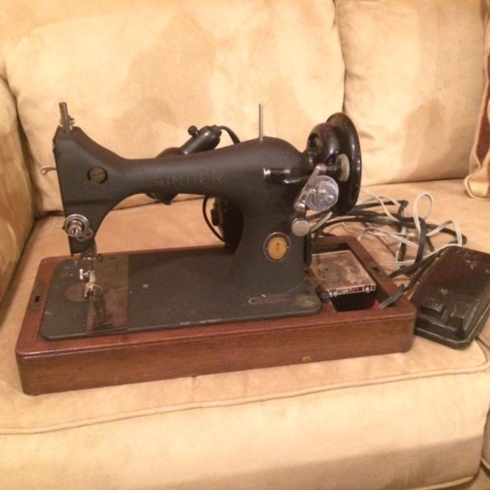 Vintage sewing machine with case