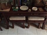 Lane furniture console & two benches 