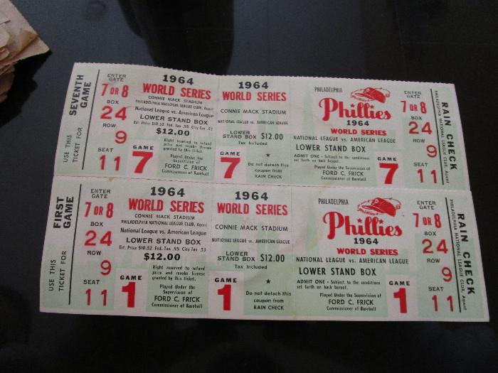 GAME TICKETS - NEVER USED - ODD STORY THESE WERE PRE PRINTED BUT THE PHILLIES NEVER MADE IT TO THE SERIES - UNIQUE ITEM