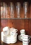 Libbey Atomic Fish pilsner glasses.  Milk glass entertaining set.  Cappuccino set.