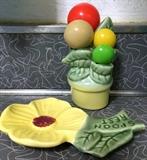 Measuring spoons and holder.  Spoon rest.