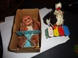 Wind up vintage toys.