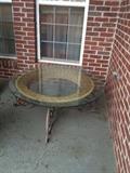 #77 44x17 glass top metal leg coffee table $75