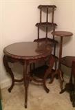 
#17 round end table w protective glass on top 27x29 $75
#16 round fern stand $25
#18 corner display cabinet $65 — 