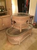 
48 wicker glass top coffee table 49x27x16 $75
#49 wicker end table glass top 26x21 $45 — at Silver Strand Trail Huntsville 35806 call 256-656-989five.