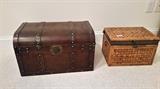 Medium size treasure chest and wood wicker chest