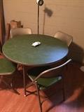 Round card table and 4 chairs