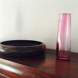 Hand-carved bowl and Blown-Glass vase