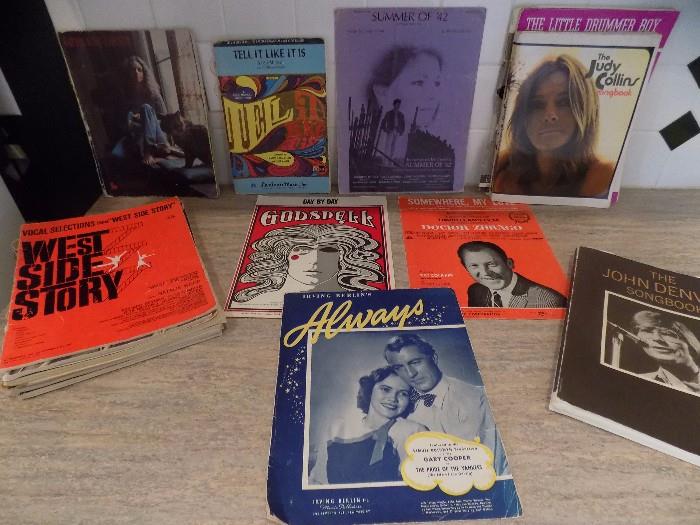 vintage sheet music and music books