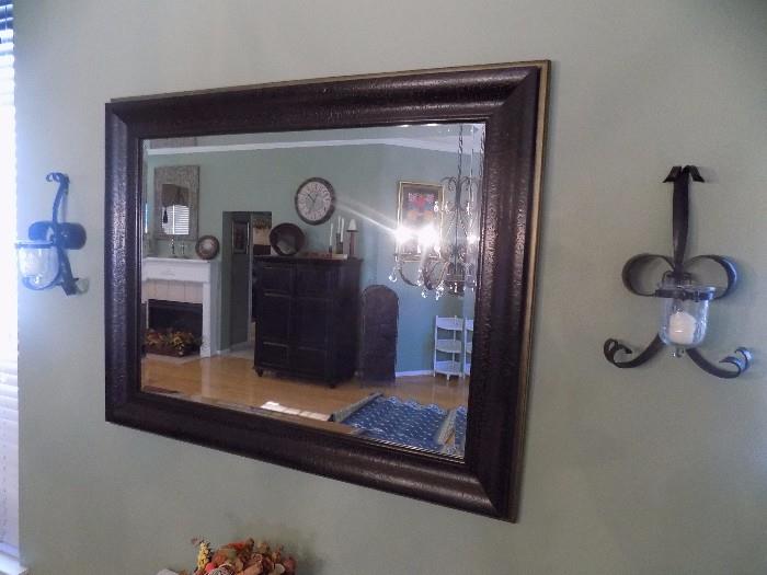 black framed beveled mirror