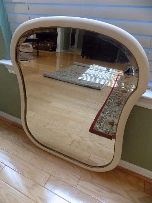 white painted beveled wall mirror