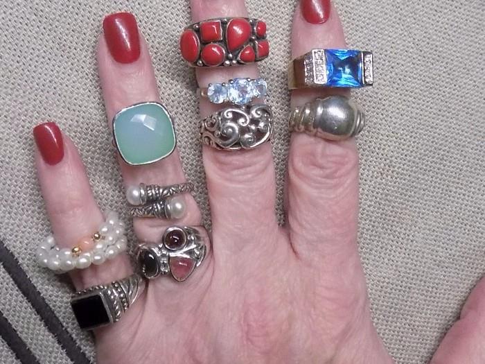 Assorted rings...gemstone, sterling and more