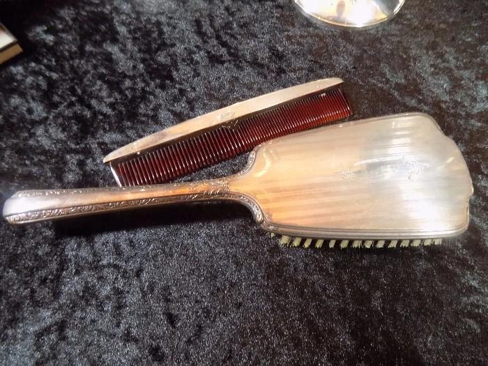 Sterling brush and comb