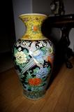 c1940 Large Chinese Famille Noir Vase with Peacocks 25” Tall