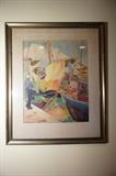 Watercolor Harbor Boat Scene signed Katherine Calvin