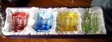 William Yeoward Multi Color Crystal Set of 4 Shot Glasses in Fitted Box
