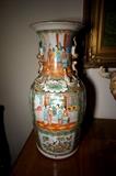 c1900.  17 1/2” Tall Famille Rose Vase with Crawling Animals on Vase Neck