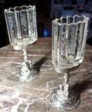 c1870 Pair of German 800 Silver & Etched Crystal Decorative Sorbet Compotes