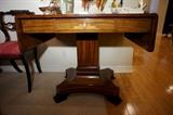 Mahogany Biedermeier Drop Leaf Pedestal Table with Sun Burst Inlay