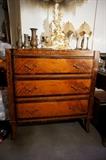 19th c. Flamed Mahogany 3 Drawer Dresser
