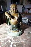 Cold Painted Bronze Happy Buddha Signed “By Wang”