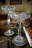 Pair of Brilliant Cut Crystal Tall Stemmed Compotes