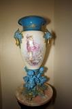 c1850 Large Powder Blue Sevres French Jardinière Putti Base