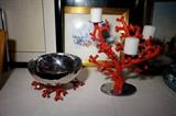 Barneys New York Faux Coral 3 Candle Holder Bowl signed Michael Aram