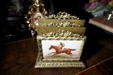 19th c. Hand Painted Enamel on Dore’ Bronze Letter Holder