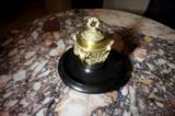 19th c. Inkwell Dore Bronze & Black Slate