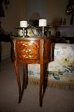Pair of Barrel Side Tables Satin Wood with Inlay Gallery and Ormolu