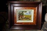 Oil on Board English Hunt Scene signed G. A. Fiedler