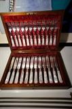 12 Piece Set Sterling Knife & Fork in Fitted Box Marked H & LG