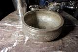 Possible 18th c. Islamic Spit Bowl Damascus Hand Carved Inside & Out