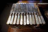 c1900 Assorted 13 Cutlery Sterling and Mother of Pearl (MOP) Handle