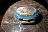 19th c. Hand Painted Lidded Box with Gold Encrusting