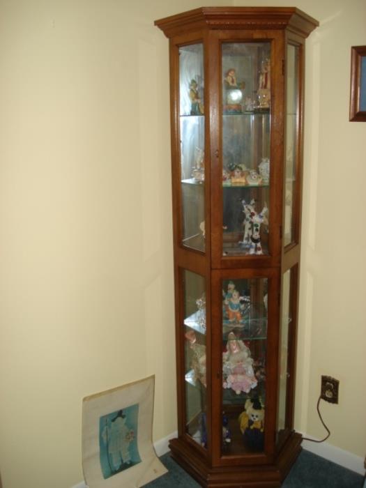 1 of two lighted curio cabinets