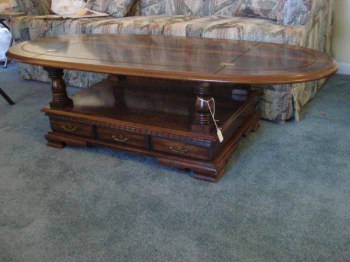 Nice all wood coffee table with matching end tables.