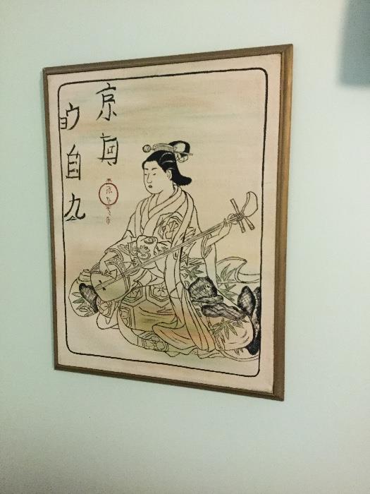 Framed Asian art, we also found paintings on silk