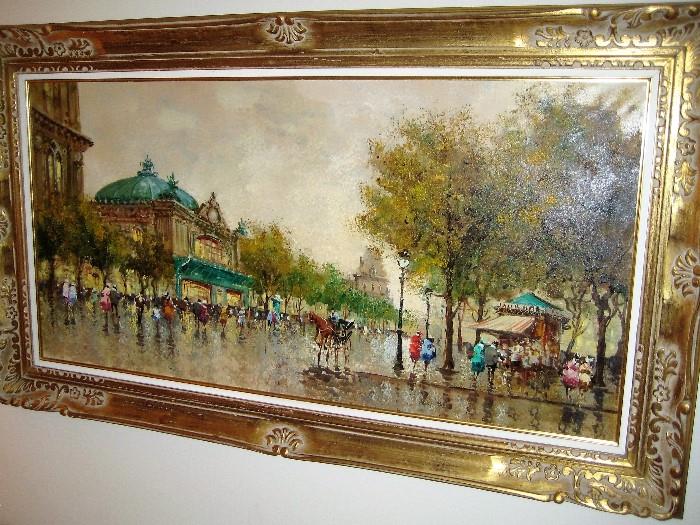 Street Scene in gilded frame