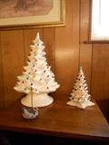 Several Ceramic Christmas Trees